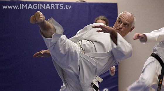 Jean-Pierre Lavorato en plein mawashi geri