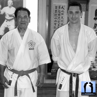 Sensei Kiyuna et Lionel Froidure à Okinawa