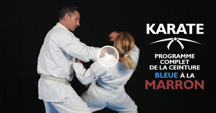 cours de karaté ceinture bleue à marron