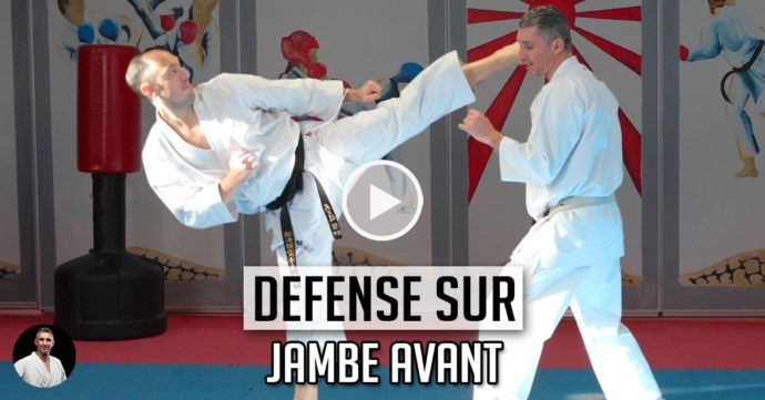 défense Mawashi Geri jambe avant video karate Lionel froidure